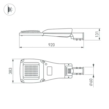 Светильник OXOR-GRES-920х383-240W Day4000 (GR, 150x80 deg, 230V) IP66 (Arlight, -)