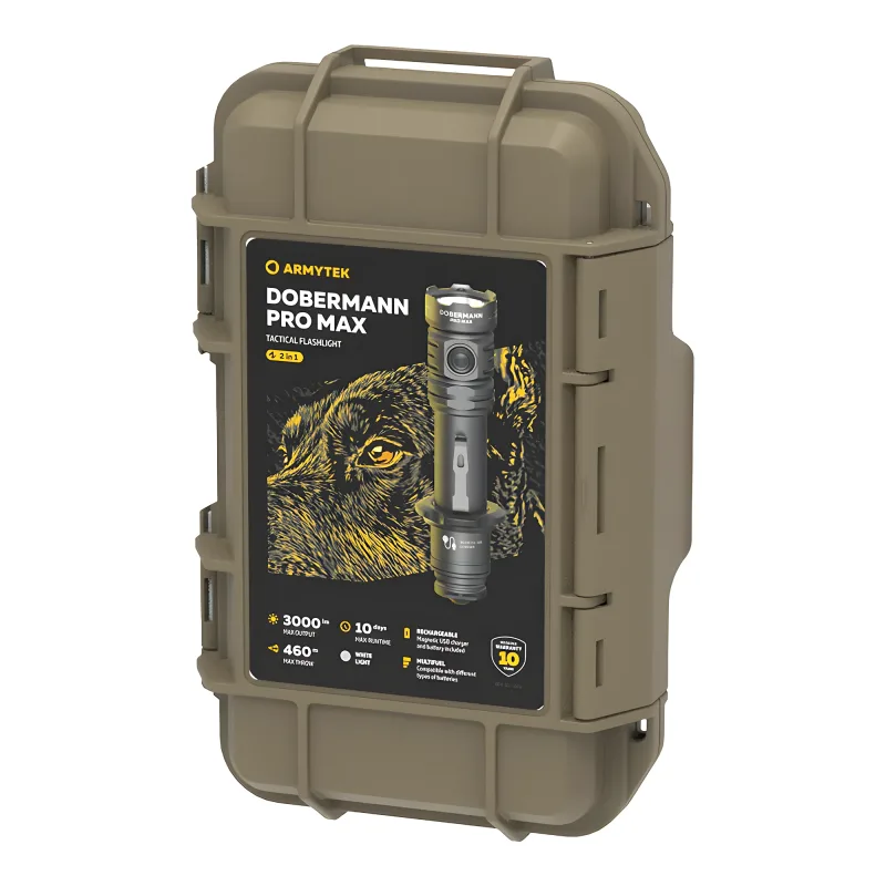 Тактический фонарь Armytek Dobermann Pro Max Magnet USB - пластиковый кейс для транспортировки