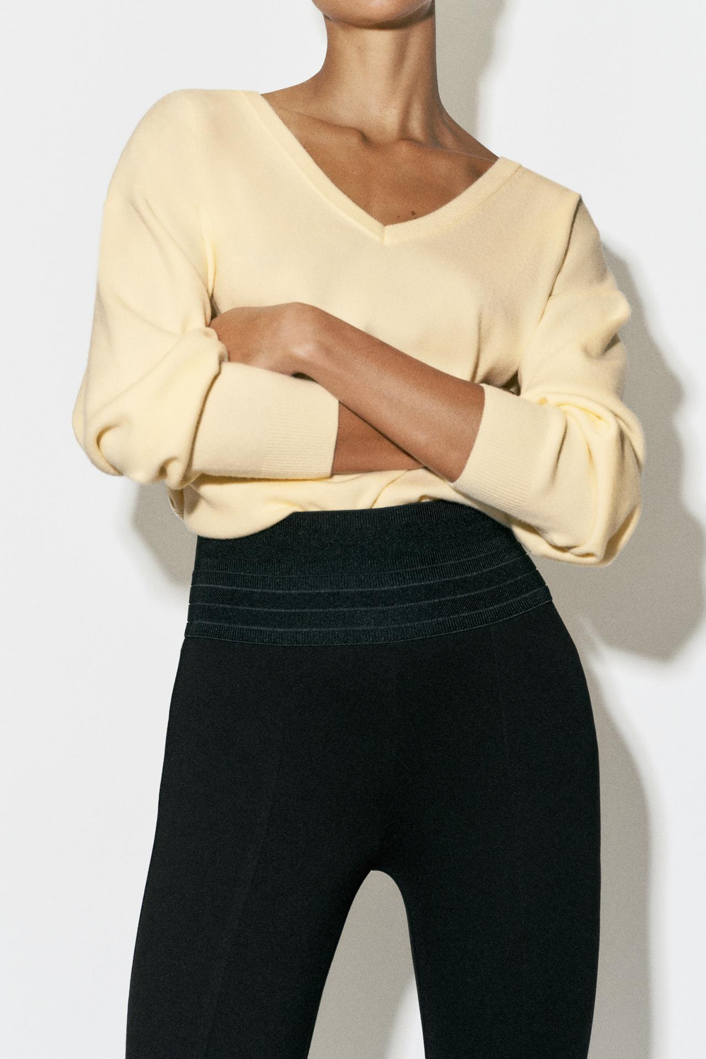 ZARA ЛЕГИНСЫ С ШИРОКИМ ПОЯСОМ, ЧЕРНЫЙ