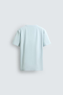 ZARA БАЗОВАЯ ПРИТАЛЕННАЯ ФУТБОЛКА SLIM FIT, СВЕТЛО-ГОЛУБОЙ