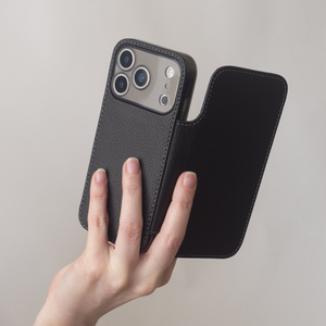 Чехол-книжка для iPhone 17 Pro - кожа теленка, черный