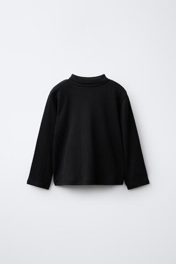 ZARA ОДНОТОННЫЙ ТОП С ВОРОТНИКОМ-СТОЙКОЙ, ЧЕРНЫЙ