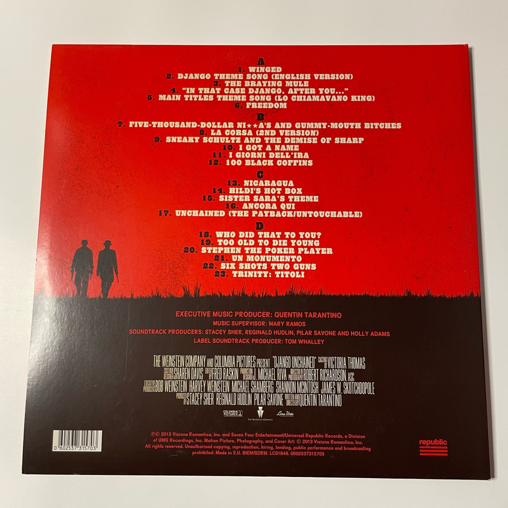 Виниловая пластинка LP Джанго Освобождённый, Django Unchained, OST Музыка Из Кинофильма (Европейский Союз 2013)