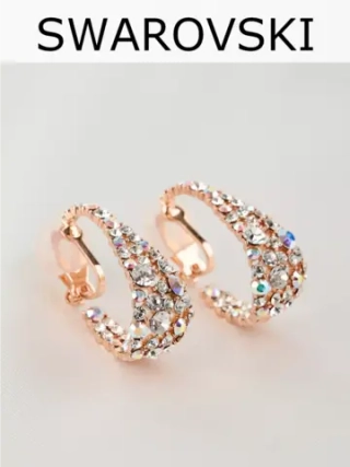 Клипсы Россыпь из белых камней-хамелеонов Swarovski