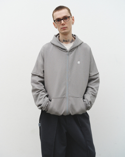 Zip-Up Hoodie Ragged LOGO Ultimate Gray