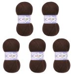Пряжа Alize (Ализе) Lana Gold 800 / уп.5 мот. по 100 г, 730м, 026 коричневый А