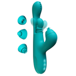 Вибратор-кролик 25см с двигающимся язычком и насадками Amovibe Sensa Sway G-Spot Rabbit Vibrator Turquoise