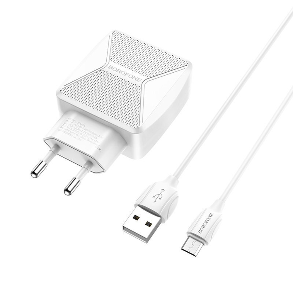 Сетевое зарядное устройство Borofone BA68A 1USB microUSB