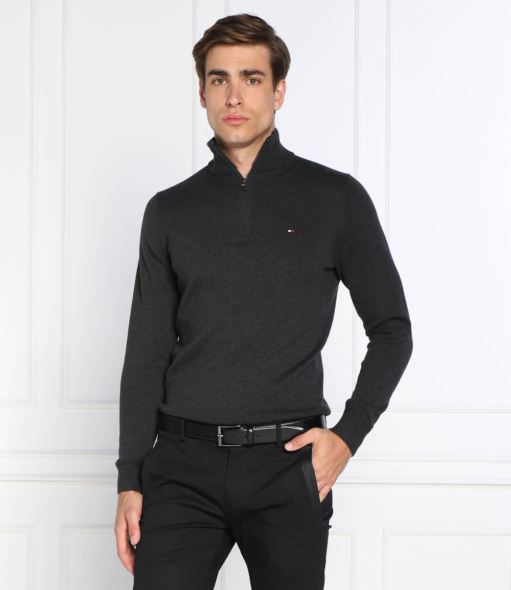 свитер zip mock Tommy Hilfiger - графитовый(MW0MW28049)