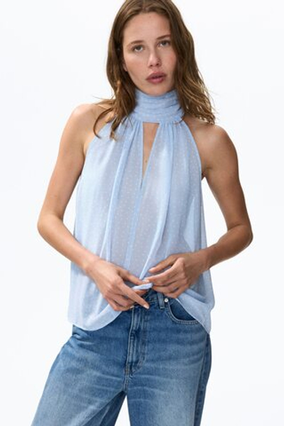 Шифоновый топ с шалевым воротником - H&M