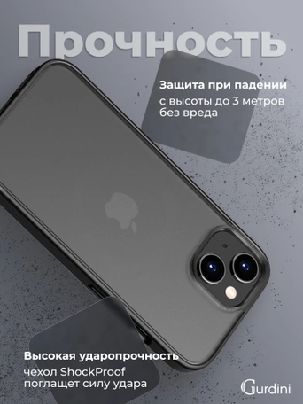 Чехол накладка iPhone 15 Plus 6.7" Gurdini Shockproof Case Black