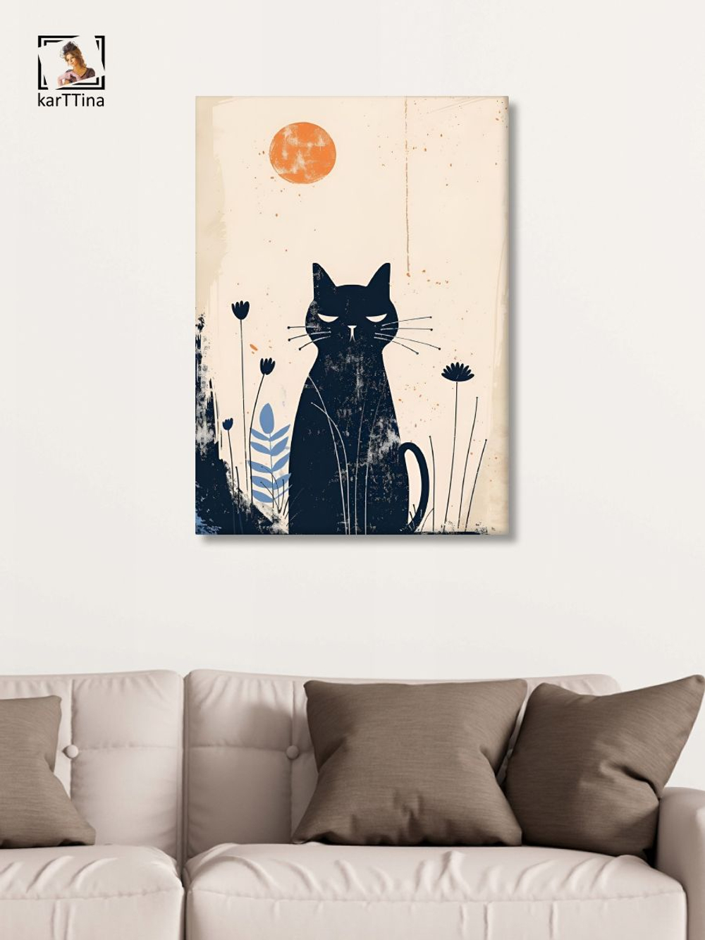 Картина Кот перед закатом модульная 50x70см 1шт.