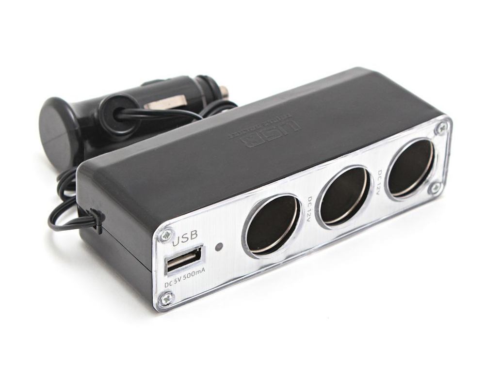 Разветвитель прикуривателя PS-357(WF-0096) (3 гнезда, 1 USB 0.5А) KING PS-357(WF-0096)