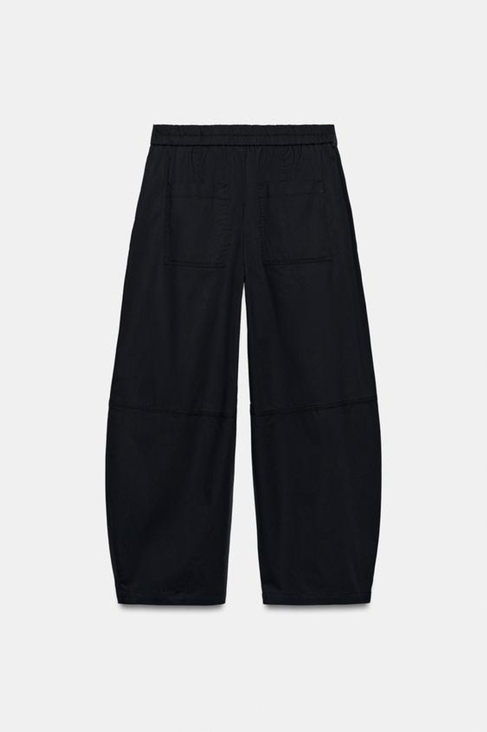 ZARA БРЮКИ BARREL ИЗ ПОПЛИНА, МОРСКОЙ СИНИЙ