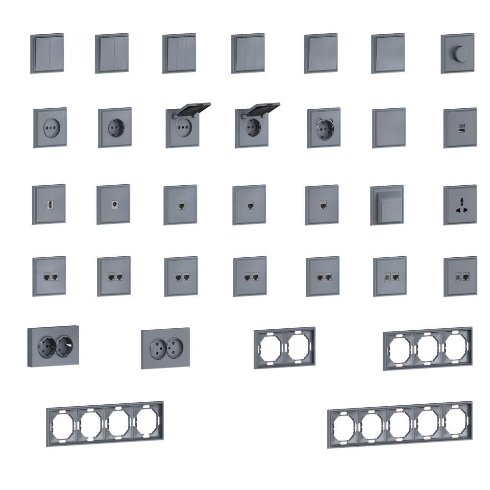 Накладка 2-я для розеток RJ45, TV, SAT, сталь, серия S08