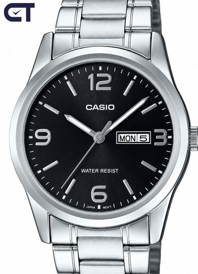 Casio LTP-V004D-1B2 General часы наручные женские — тонкая классика с чёрным циферблатом и стальным браслетом