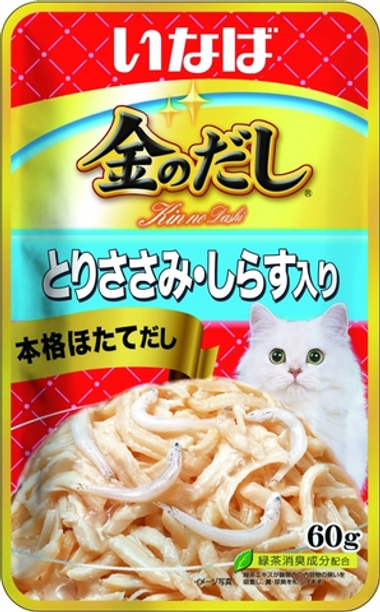 Inaba Kinnodashi Куриное филе/Мальки ширасу в желе для кошек 60 г