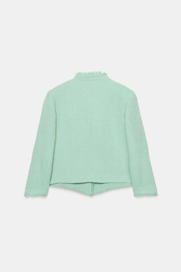 ZARA БЛЕЙЗЕР ФАКТУРНЫЙ С НЕОБРАБОТАННЫМИ КРАЯМИ, МЯТНЫЙ