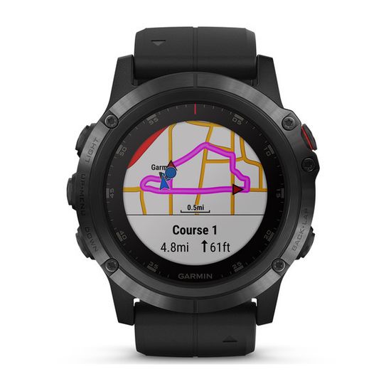 Мужские мультиспортивные часы Garmin Fenix 5X Plus Sapphire - черные с черным ремешком 010-01989-01