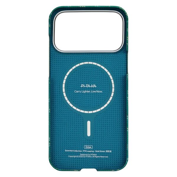Чехол Pitaka Edge Case для iPhone 17 Pro, Зеленый монограм | Monogram Gold/Green