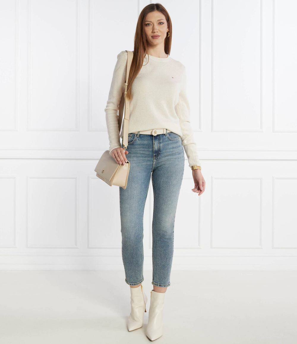 Хлопковый свитер soft c-nk Tommy Hilfiger - кремовый(WW0WW40264)