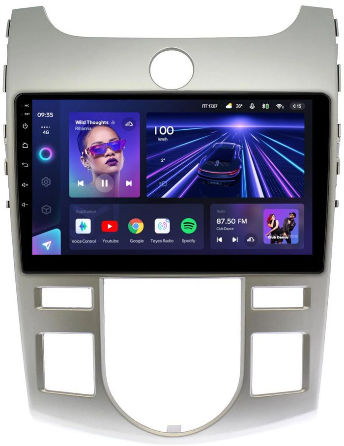 Магнитола для KIA Cerato 2 2008-2013 (климат, рамка серебро) - Teyes CC3 на Android 10, Быстрая, QLED, CarPlay, 4G SIM-слот