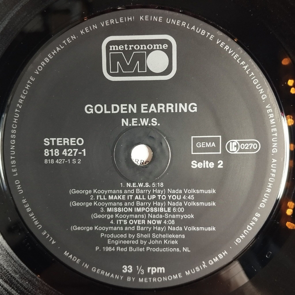 Винтажная виниловая пластинка LP Golden Earring N.E.W.S. (Germany 1984)