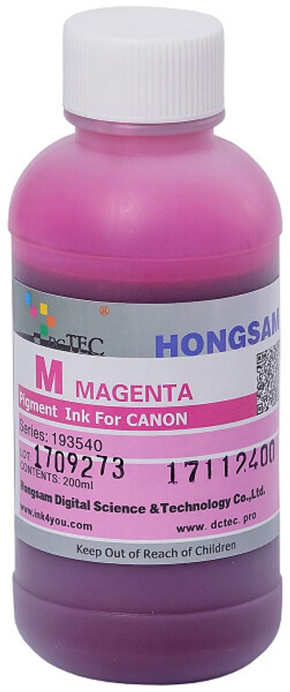 Чернила DCTec — HONGSAM пигментные 193540 для Canon TM-200/300/305 Пурпурный 200мл. Чернила DCTec — HONGSAM пигментные 193540 для Canon TM-200/300/305 Пурпурный 200мл.