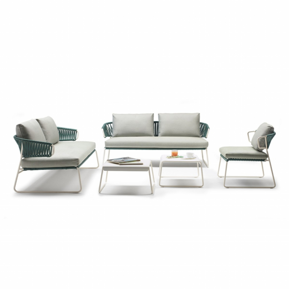 Диван плетеный с подушками Scab Design Lisa Sofa Filo, лен, ментоловый, лед