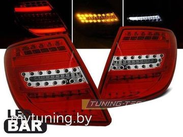 Задние фонари Mercedes C W204 red white led bar