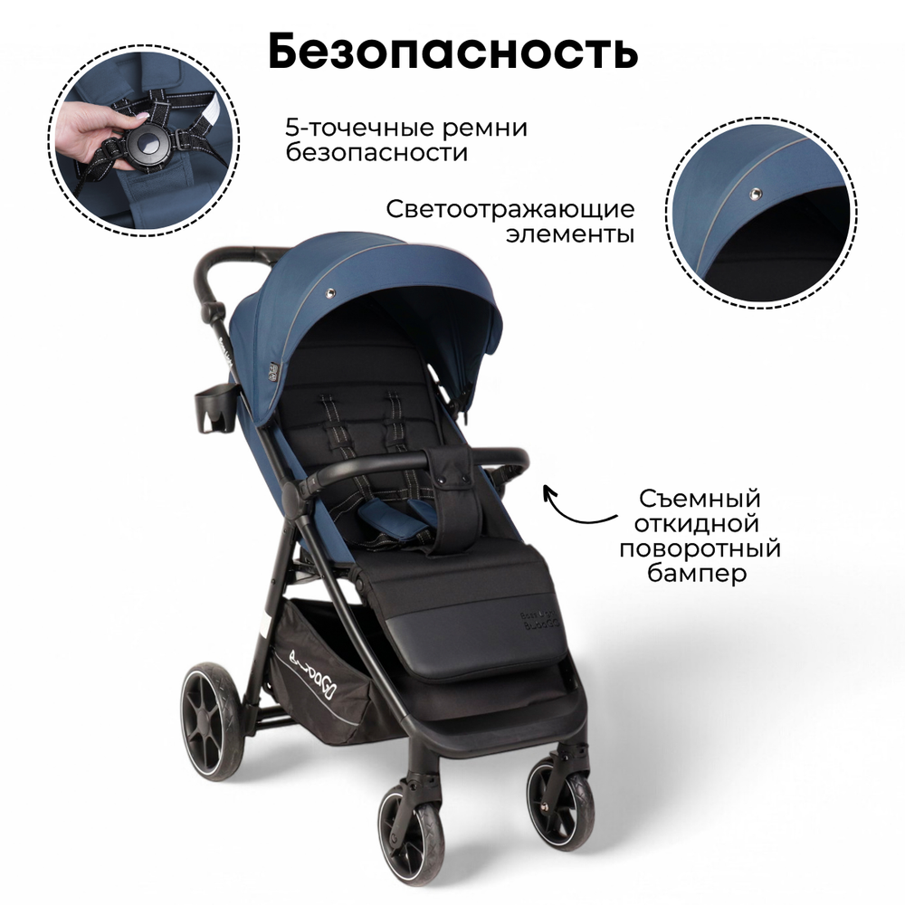 Коляска детская прогулочная BubaGo арт.BG 137-1 MODEL BASS Light color/ цвет Blue /Синий