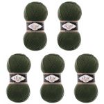 Пряжа Alize (Ализе) Lana Gold Fine / уп.5 мот. по 100 г, 390м, 029 хаки A