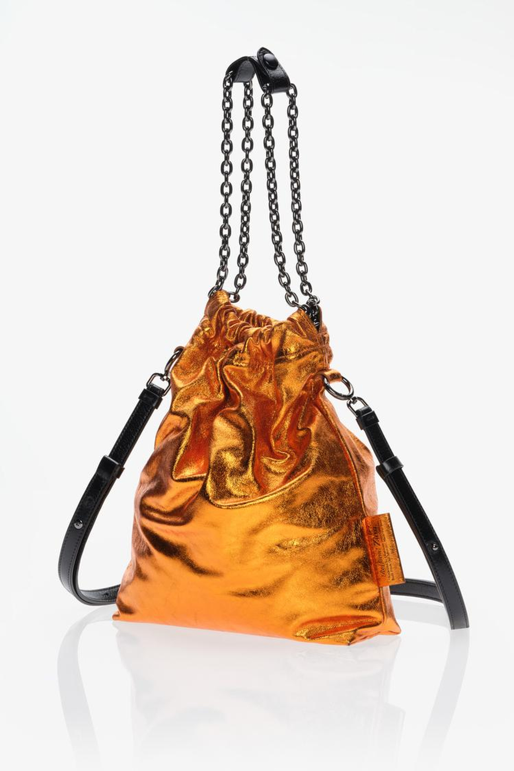 ZARA X JOHN GALLIANO МАЛЕНЬКАЯ КОЖАНАЯ СУМКА TRI-CHIC — LIMITED EDITION, ОРАНЖЕВЫЙ