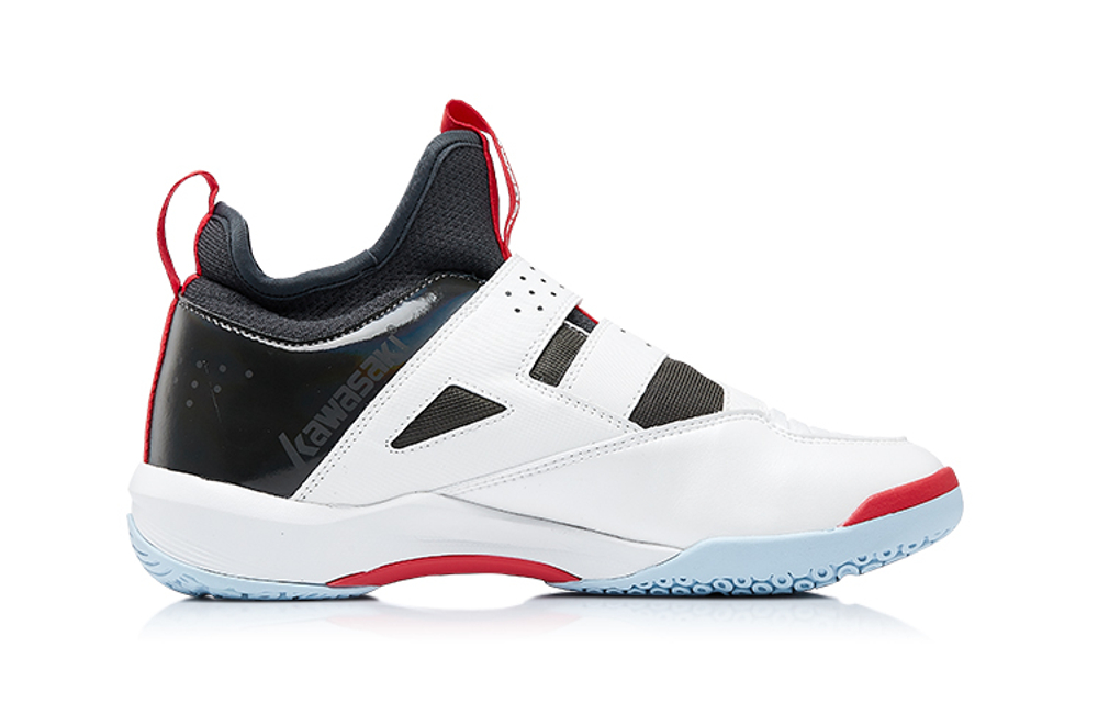 Kawasaki Transcend Collection Textile, Leather Cushioning, Wear Resistant Mid top Badminton Shoes Unisex White Black