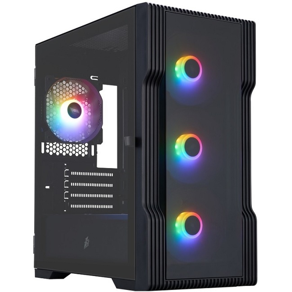 Корпус Mini-Tower 1STPLAYER TRILOBITE T3-G TG ARGB, Micro-ATX, черный (T3-G-BK-4F1)