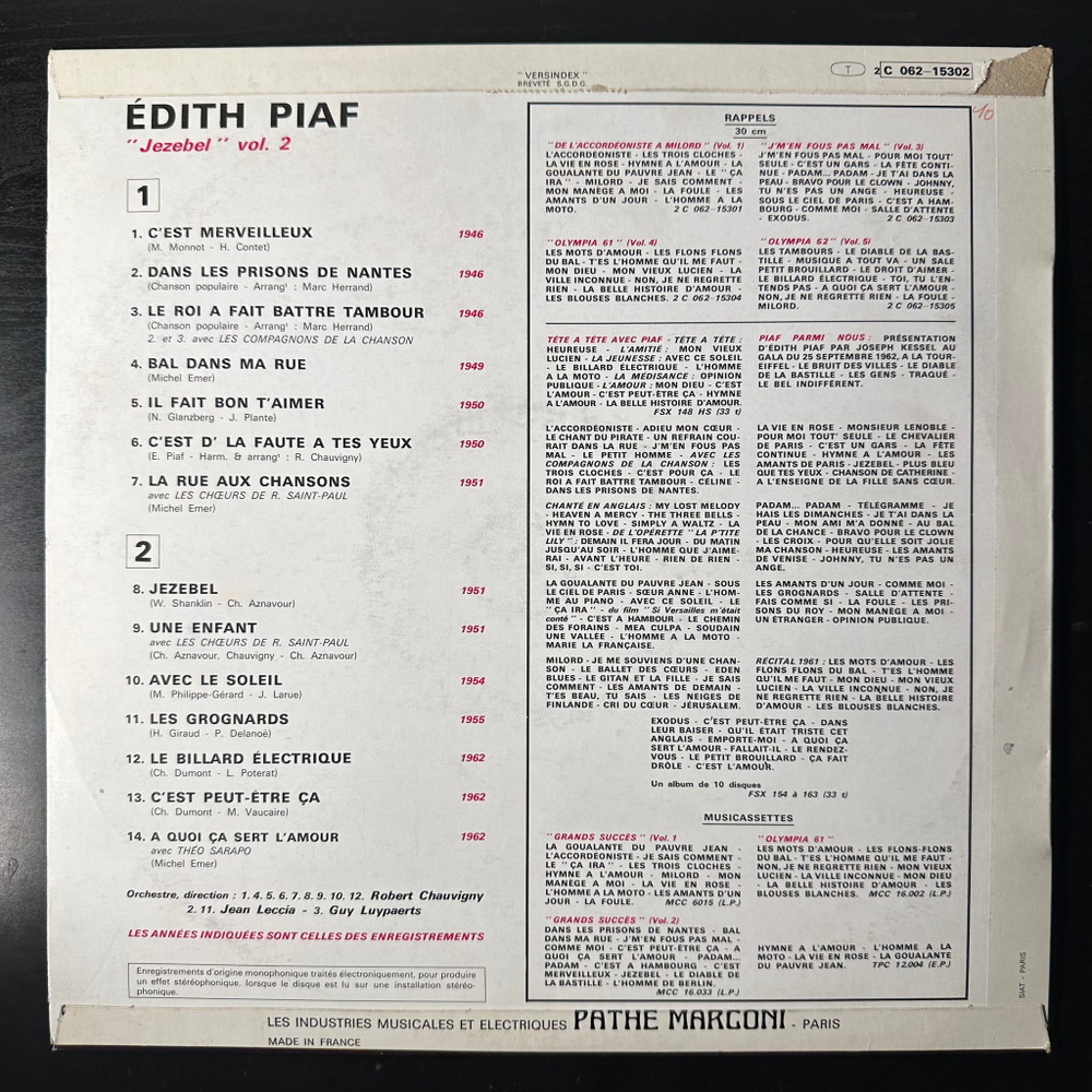 Edith Piaf ‎– Edith Piaf Vol. 2 (Франция)