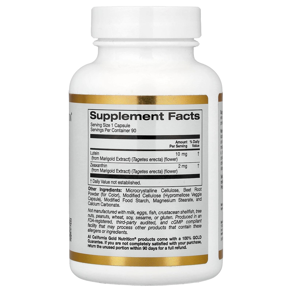 California Gold Nutrition, лютеин, 90 вегетарианских капсул