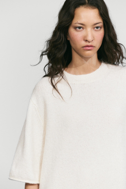 Massimo Dutti Трикотажный свитер оверсайз, натуральный/кремовый
