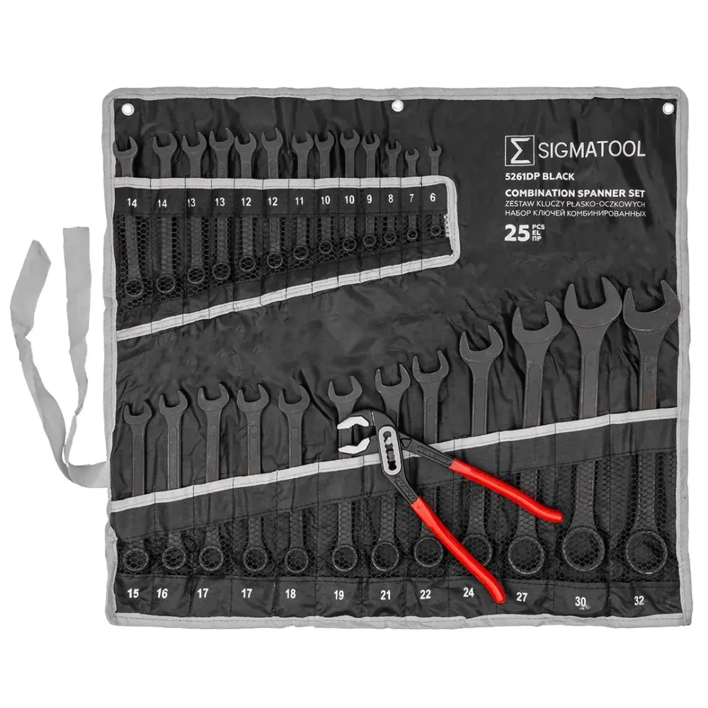 Набор ключей комбинированных и рожковых 25пр. SIGMATOOL Sigmatool-5261DP+1 BLACK