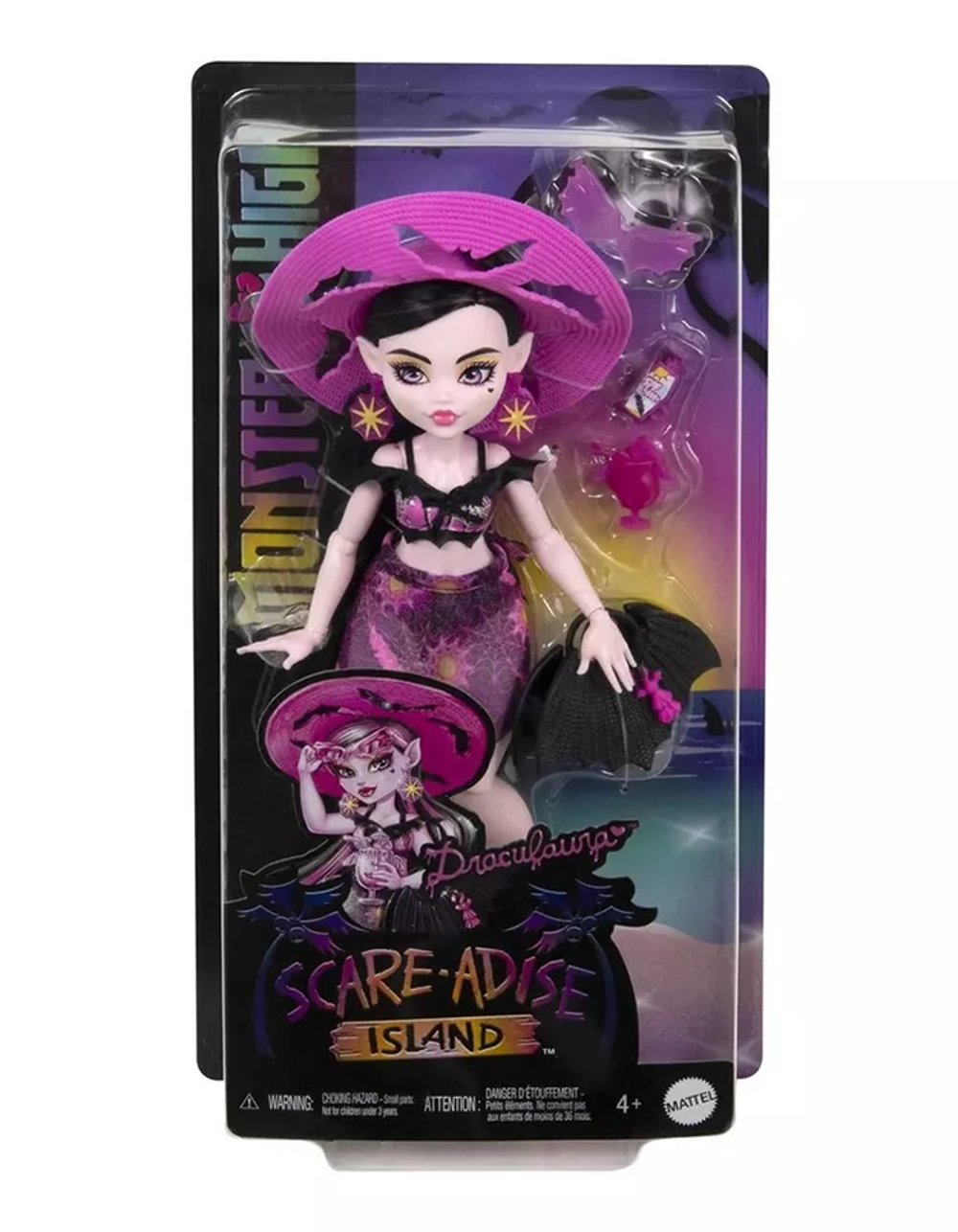 Кукла Монстер Хай Дракулаура летняя серия 3 поколение| Monster High Spring Break Draculaura HRP66 с аксессуарами | 6+