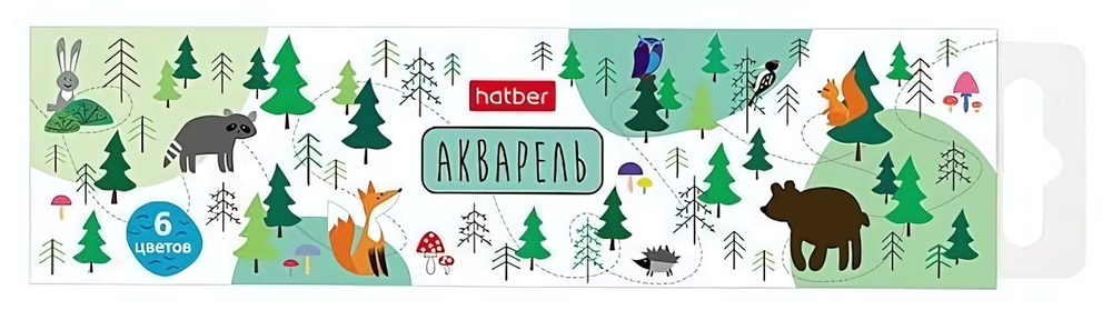 Акварель мед. 6цв. Deep Forest" без кисти, в картонном пенале (Хатбер)