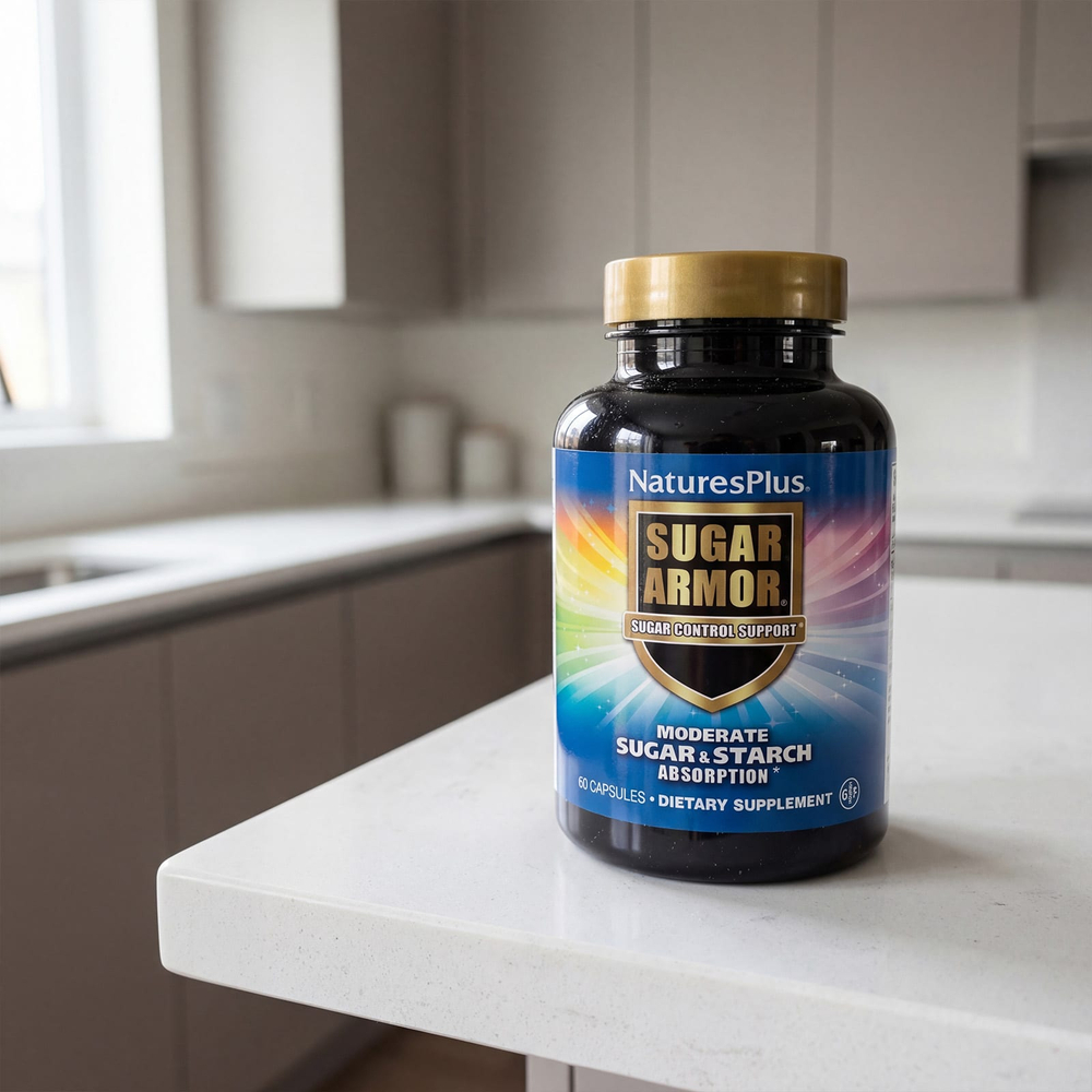 NaturesPlus, Sugar Armor, добавка для контроля сахара, 60 вегетарианских капсул