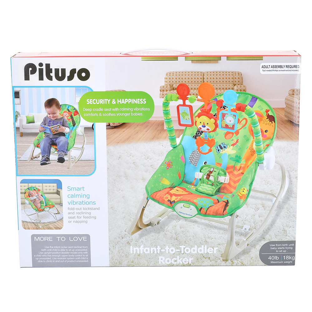 PITUSO Шезлонг Osito Друзья из джунглей (вибр.,звук),2 полож.спинки, 50*67*63 см