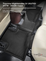 Автомобильные коврики ЭВА с бортами для Toyota Highlander IV (XU70) 19-26г.