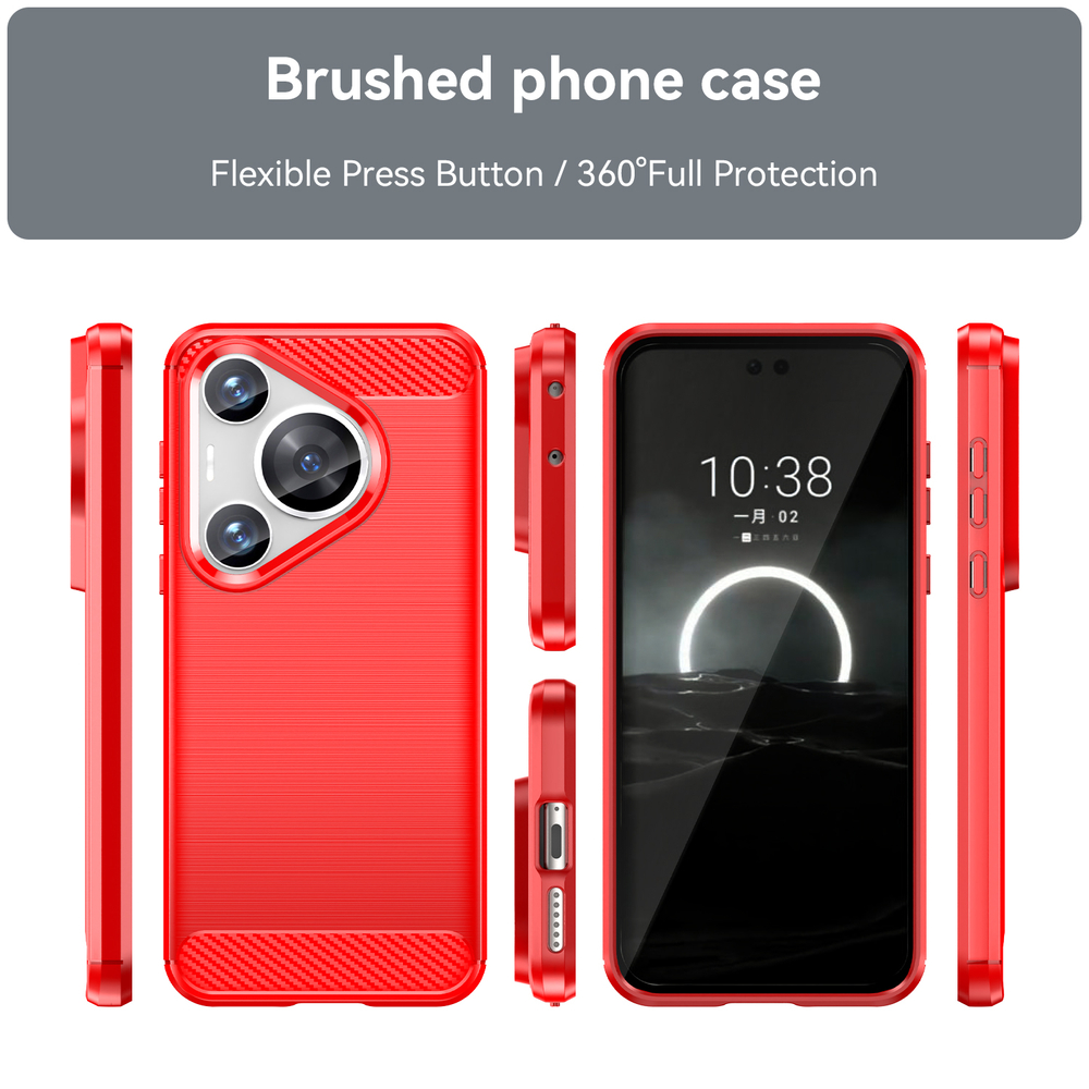Чехол в стиле карбон красного цвета на Huawei Pura 70 Pro и Pura 70 Pro+, мягкий отклик кнопок, серия Carbon от Caseport