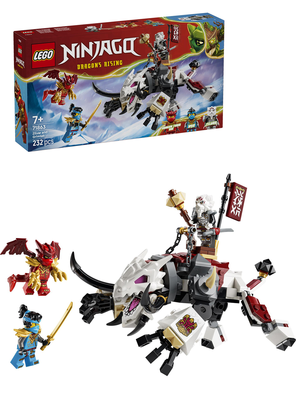Конструктор Лего Ниндзяго Зилвар и дракон-зверь Гримтак 71863 | LEGO NINJAGO Zilvar and Grimtak the Dragon 232 детали 7+
