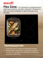 Варочная панель индукционная GK-IF 607228 EBF - NanoMat с функцией бустер, зоной расширения Flexi-Zone, непрерывный нагрев "Инверторная" технология, 4 конфорки MACBI