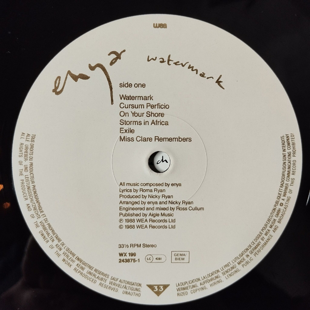 Винтажная виниловая пластинка LP Enya Watermark (Germany 1988)