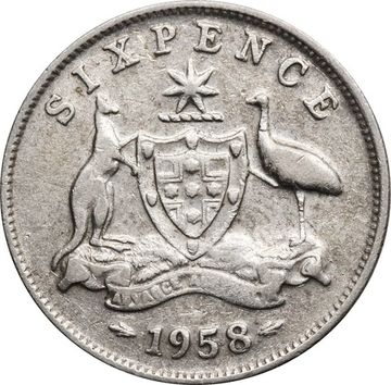 6 пенсов 1958 Австралия