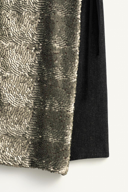 ZARA ЮБКА-ПАРЕО ИЗ СМЕСОВОЙ ТКАНИ С ПАЙЕТКАМИ — LIMITED EDITION, ЧЕРНЫЙ